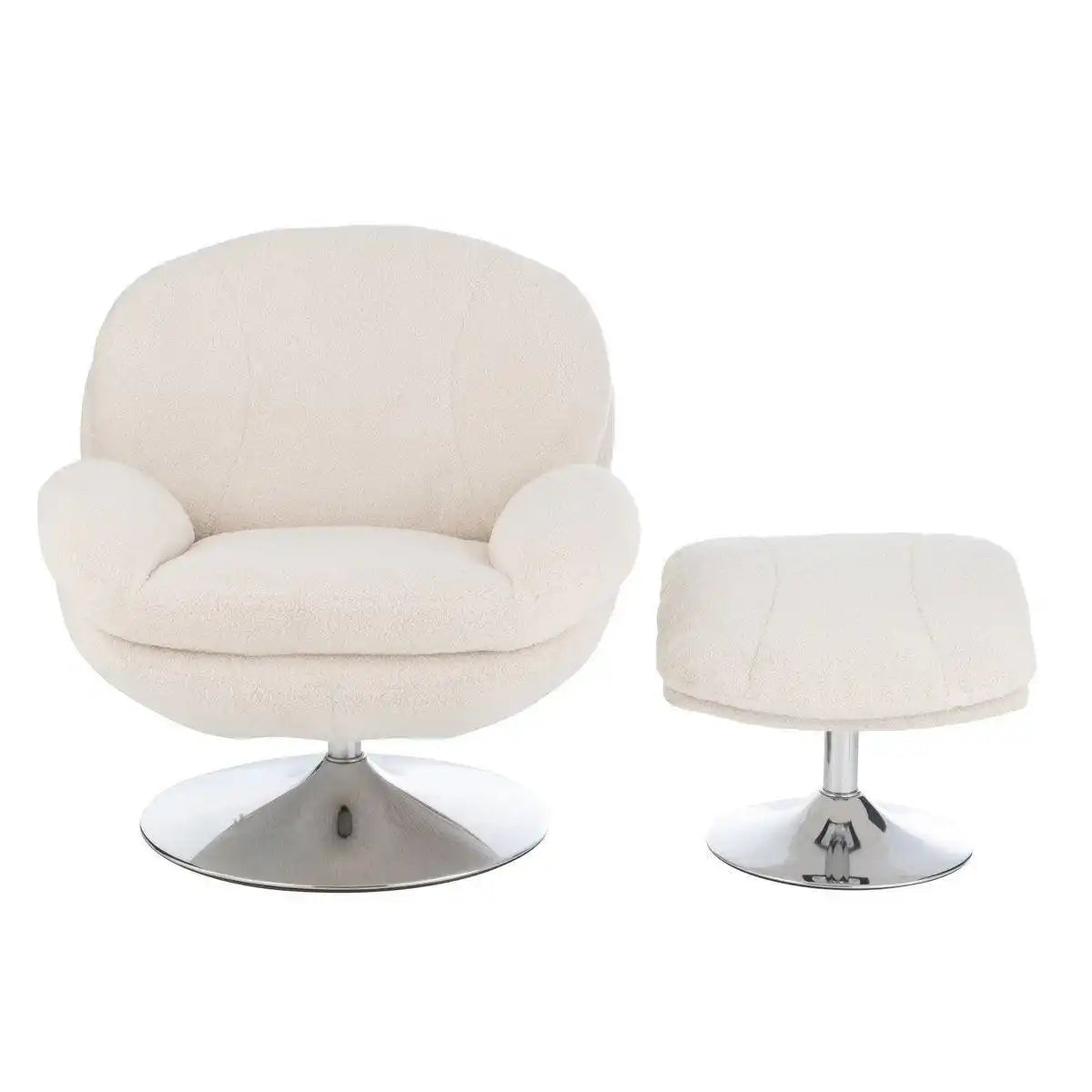 J-Line Relaxsitz + Fußhocker Metall/Sperrholz Creme/Silber - HomeDesign Knaus