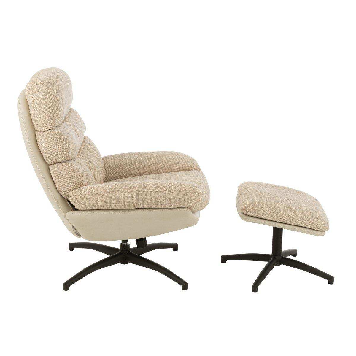 J-Line Relaxsitz + Fußhocker Metall/Sperrholz Grau/Schwarz - HomeDesign Knaus