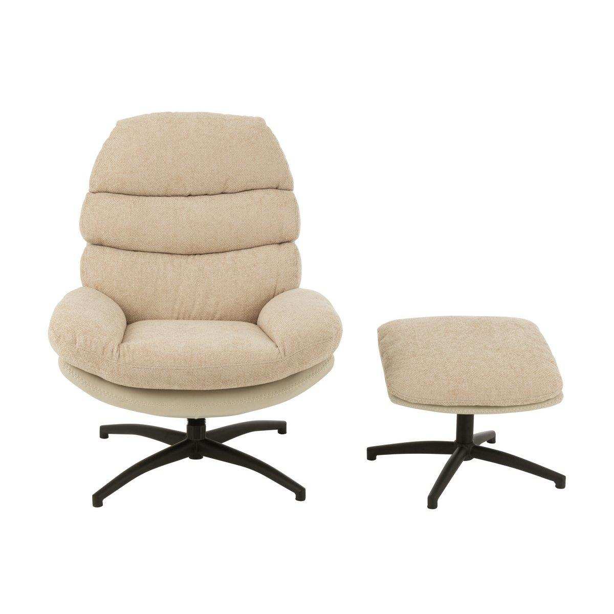 J-Line Relaxsitz + Fußhocker Metall/Sperrholz Grau/Schwarz - HomeDesign Knaus