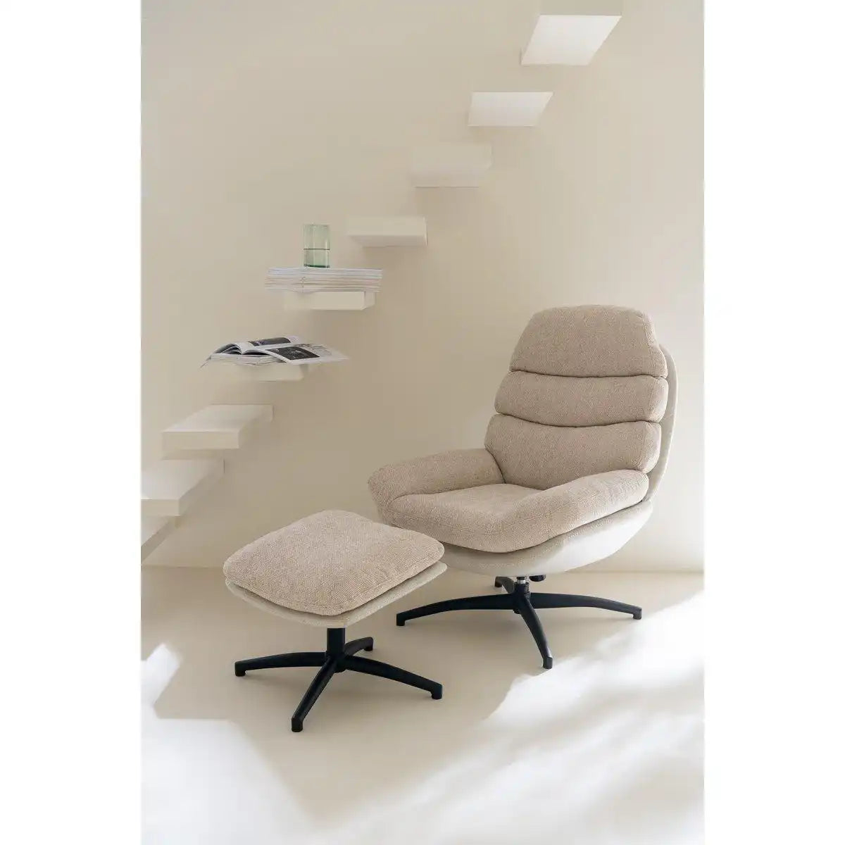 J-Line Relaxsitz + Fußhocker Metall/Sperrholz Grau/Schwarz - HomeDesign Knaus