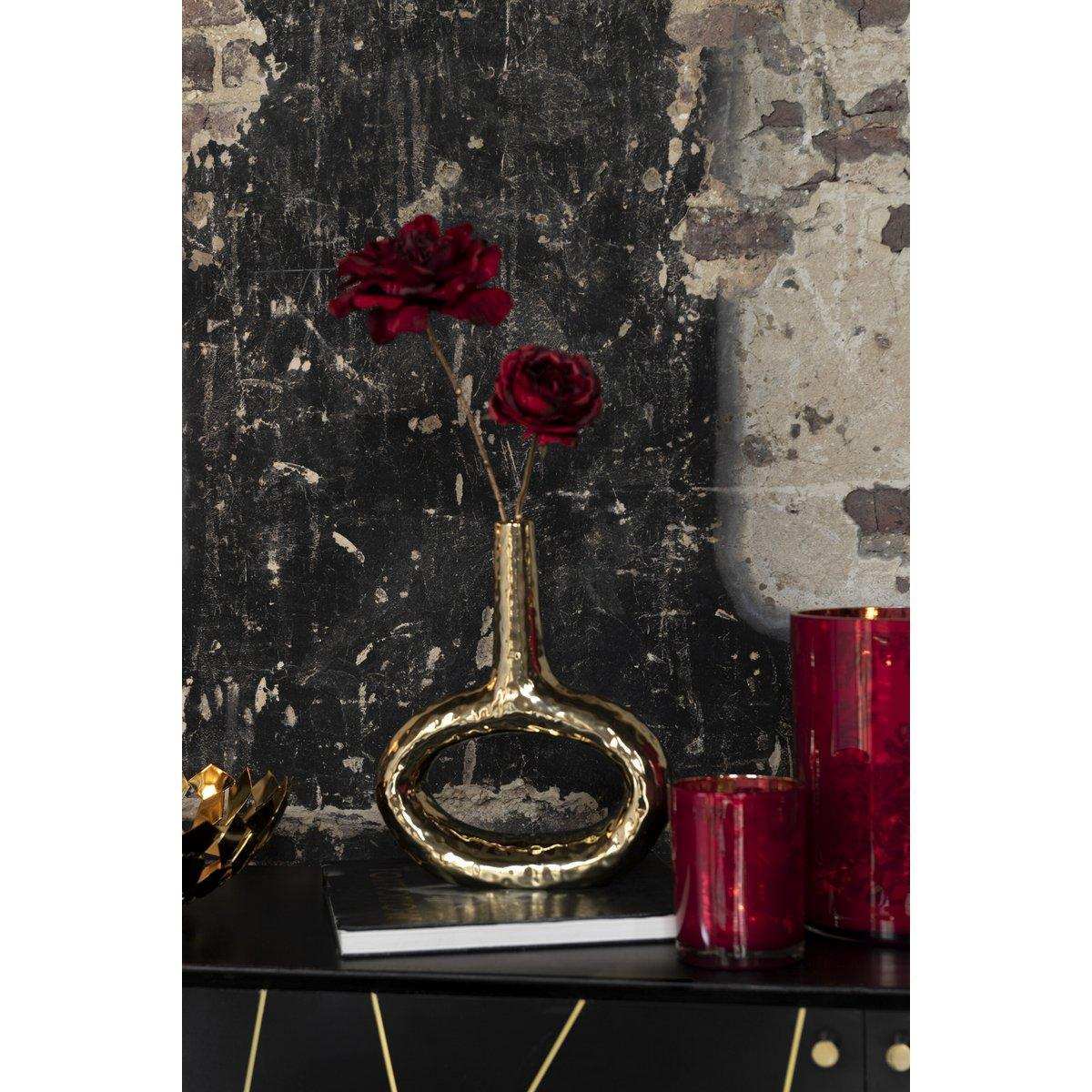 J-Line Rose 1 Stiel – Kunststoff – Rot/Gold – klein - HomeDesign Knaus