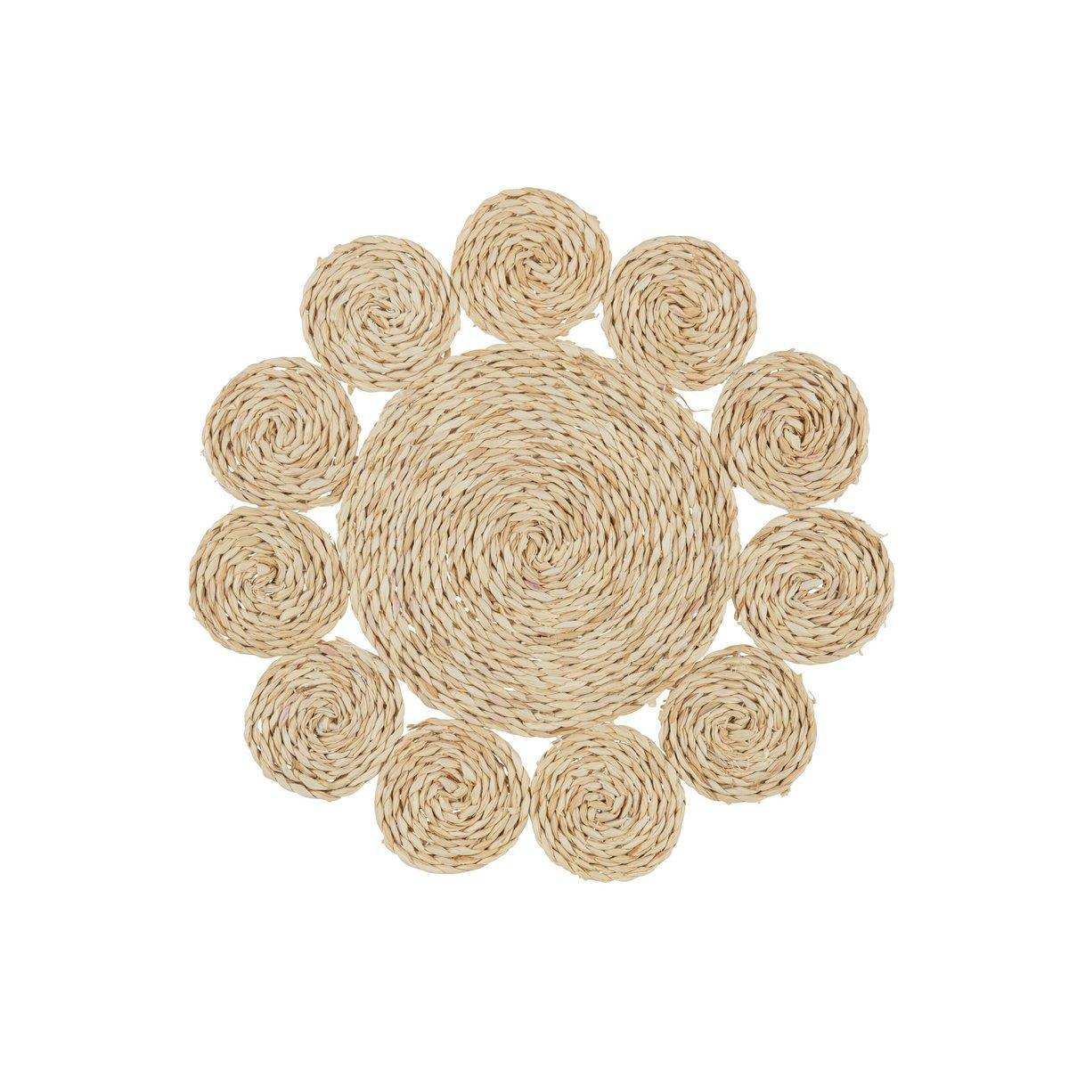 J-Line Round Flower Tischset – Jute – Natur - HomeDesign Knaus