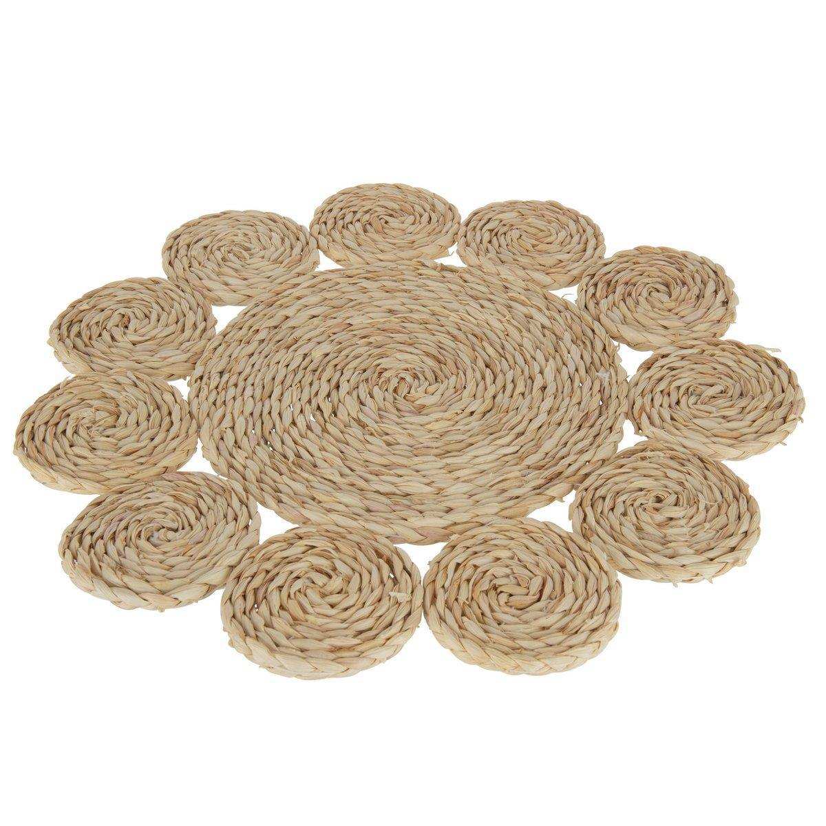 J-Line Round Flower Tischset – Jute – Natur - HomeDesign Knaus