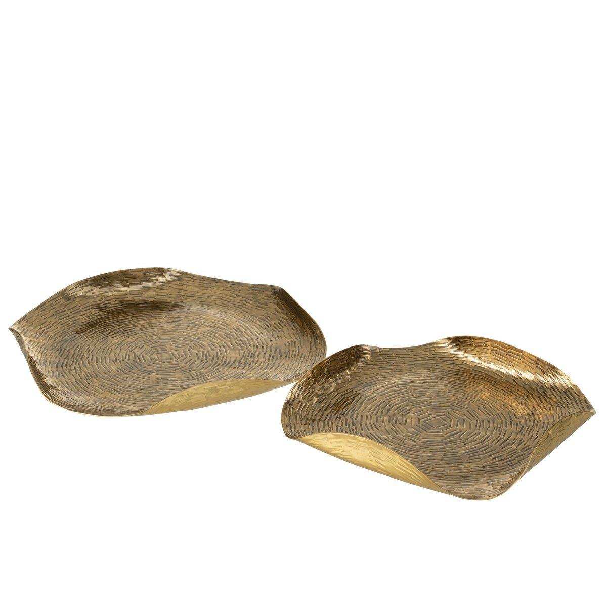 J-Line Round Folded Plateau - Metall - Gold - 2x - HomeDesign Knaus