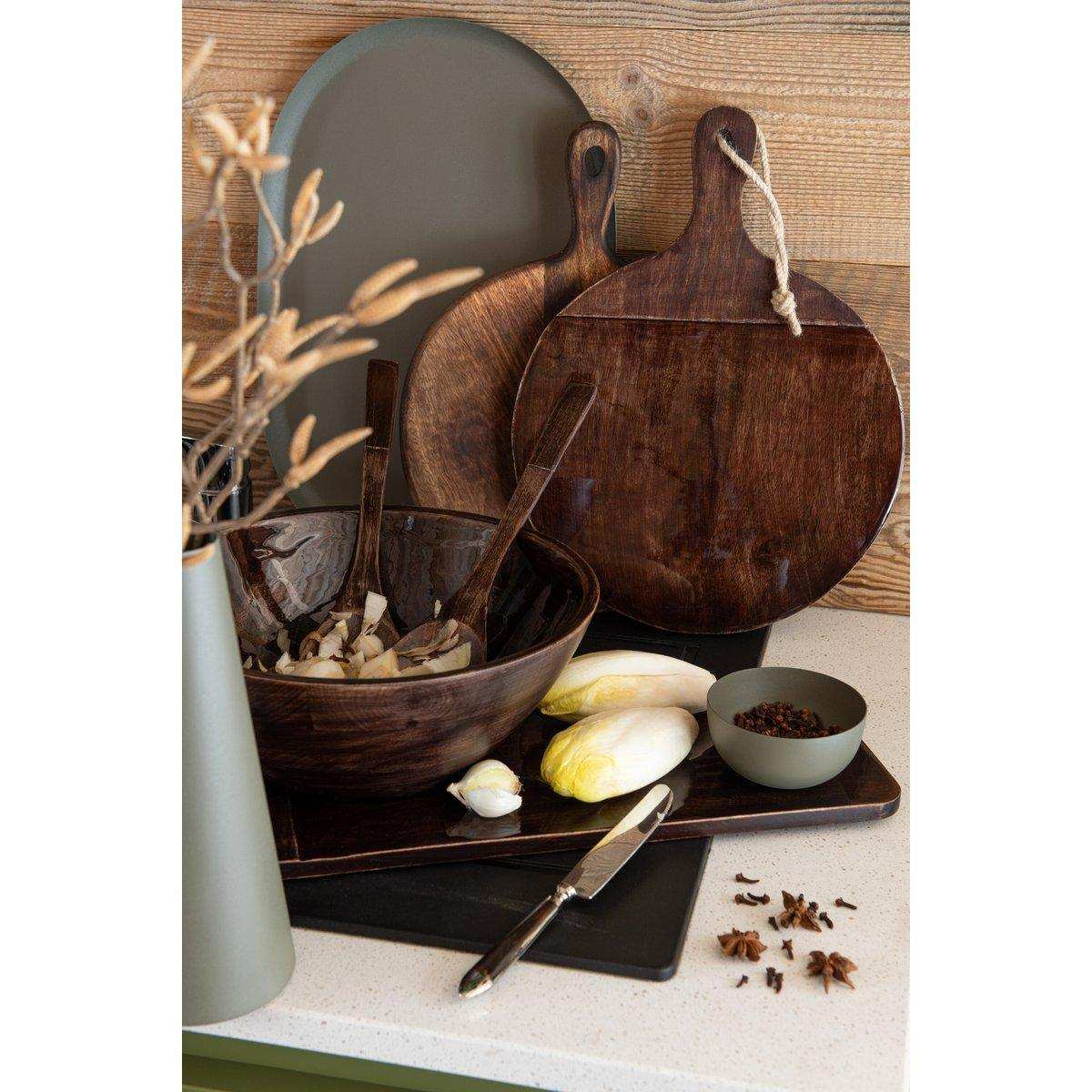 J-Line Round Mango Schneidebrett – Holz – Schwarz - HomeDesign Knaus