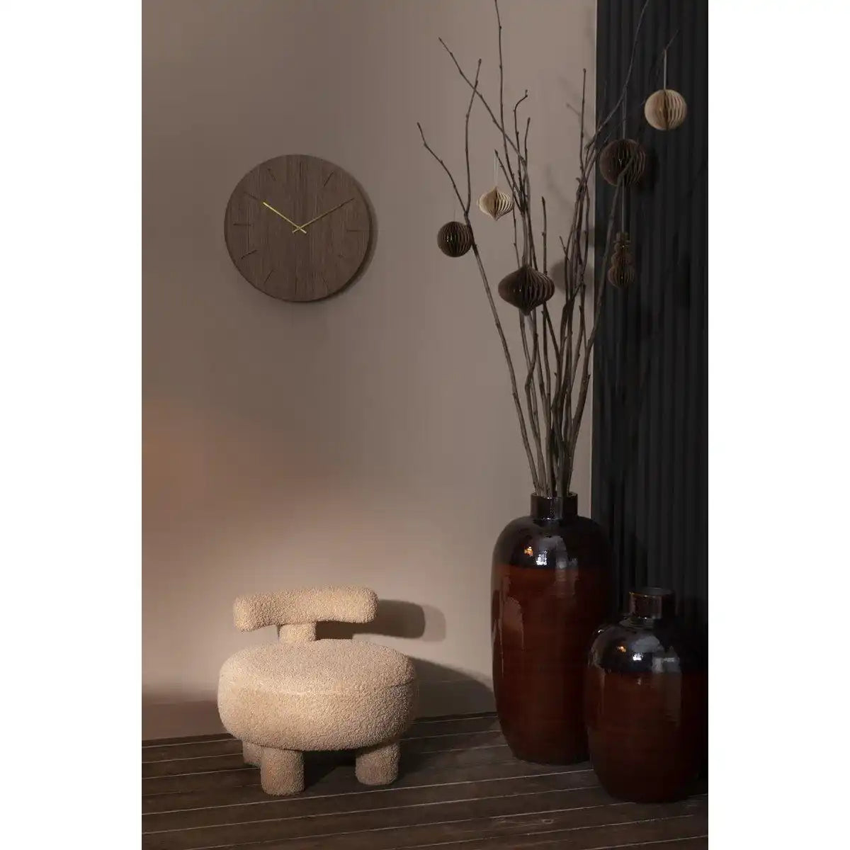 J-Line Runde Uhr – Holz – Natur – Ø 4 cm - HomeDesign Knaus