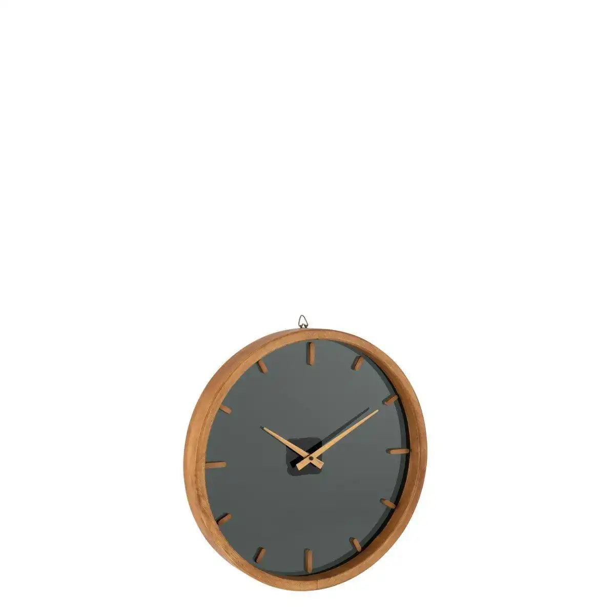 J-Line Runde Uhr – Holz/Glas – braun/schwarz – Ø 40 cm - HomeDesign Knaus