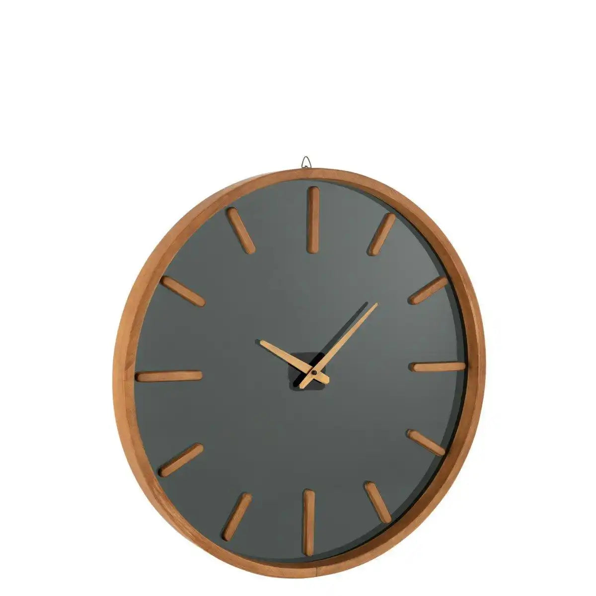 J-Line Runde Uhr – Holz/Glas – braun/schwarz – Ø 80 cm - HomeDesign Knaus