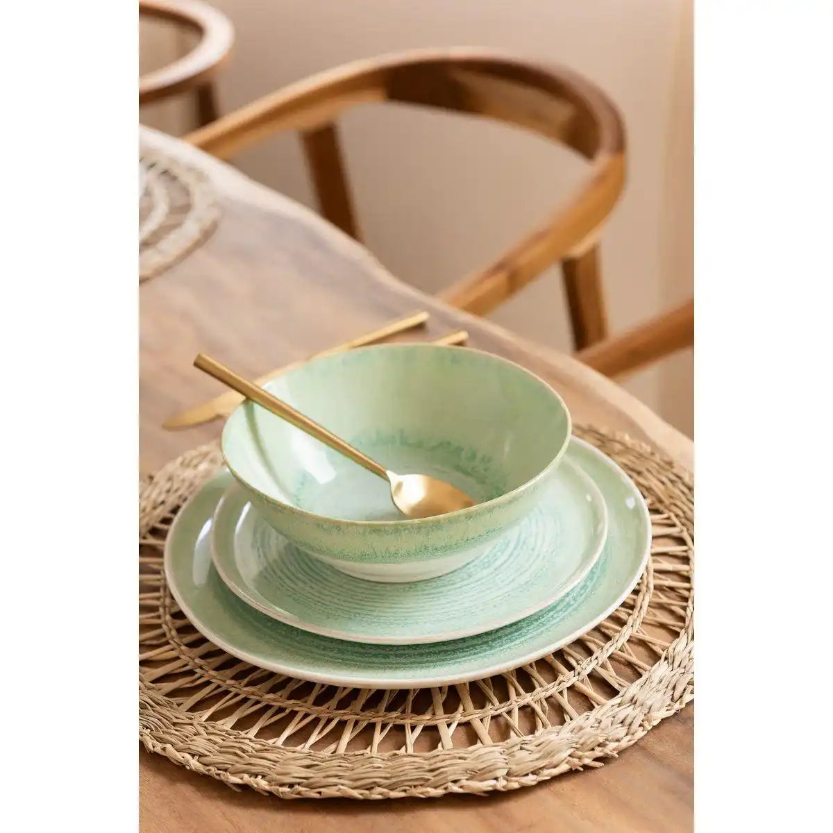 J-Line Rundes Seegras-Tischset – Jute – natur – - HomeDesign Knaus