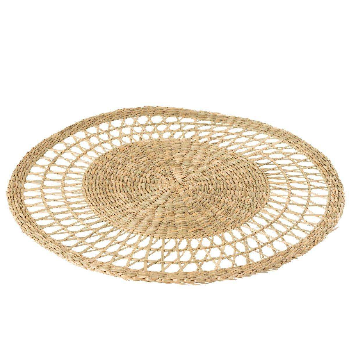 J-Line Rundes Seegras-Tischset – Jute – natur – - HomeDesign Knaus