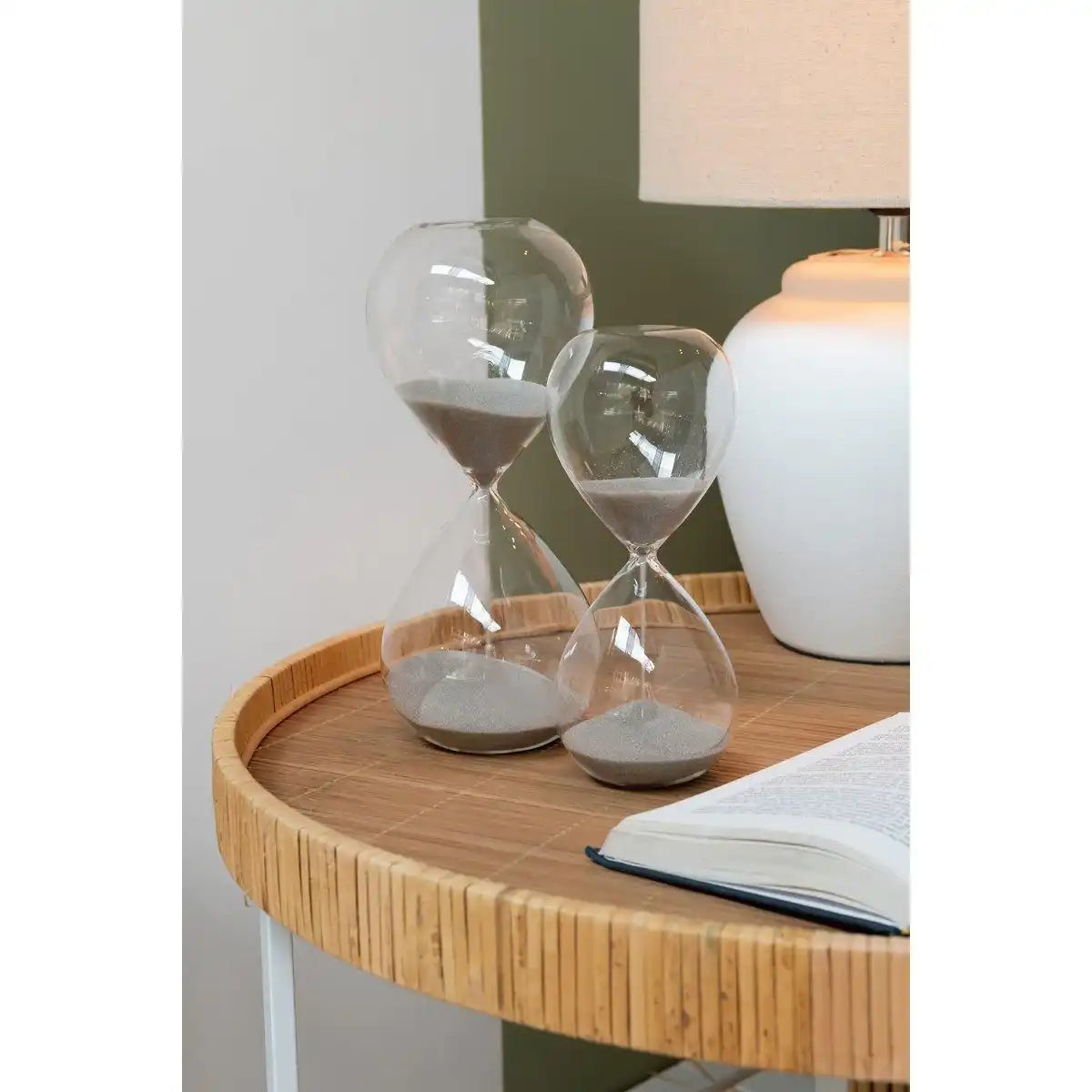 J-Line Sanduhr Deco – Glas/Sand – Grau – klein - HomeDesign Knaus