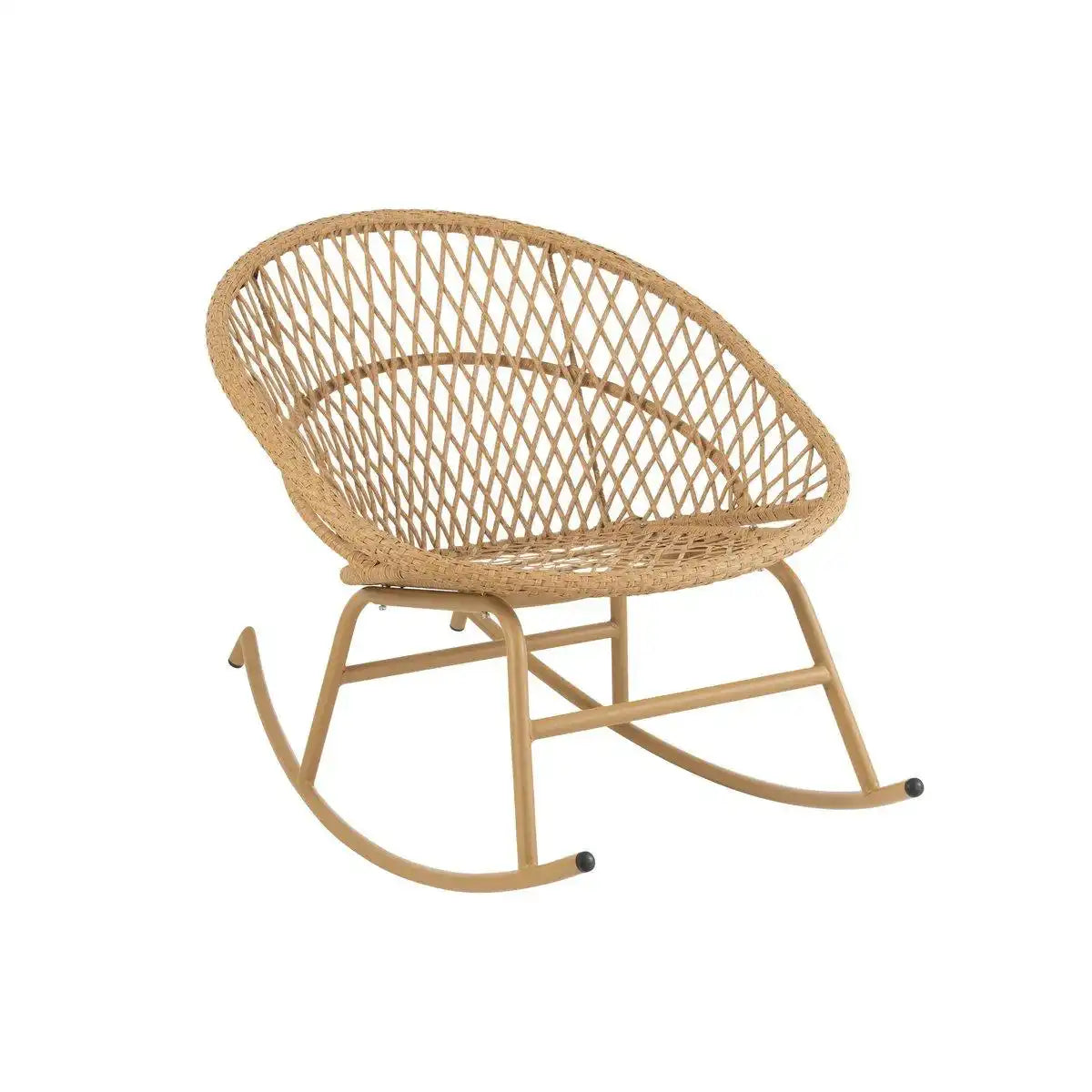 J-Line Schaukelstuhl + Kissen Zayo – Metall/Korb – Beige - HomeDesign Knaus