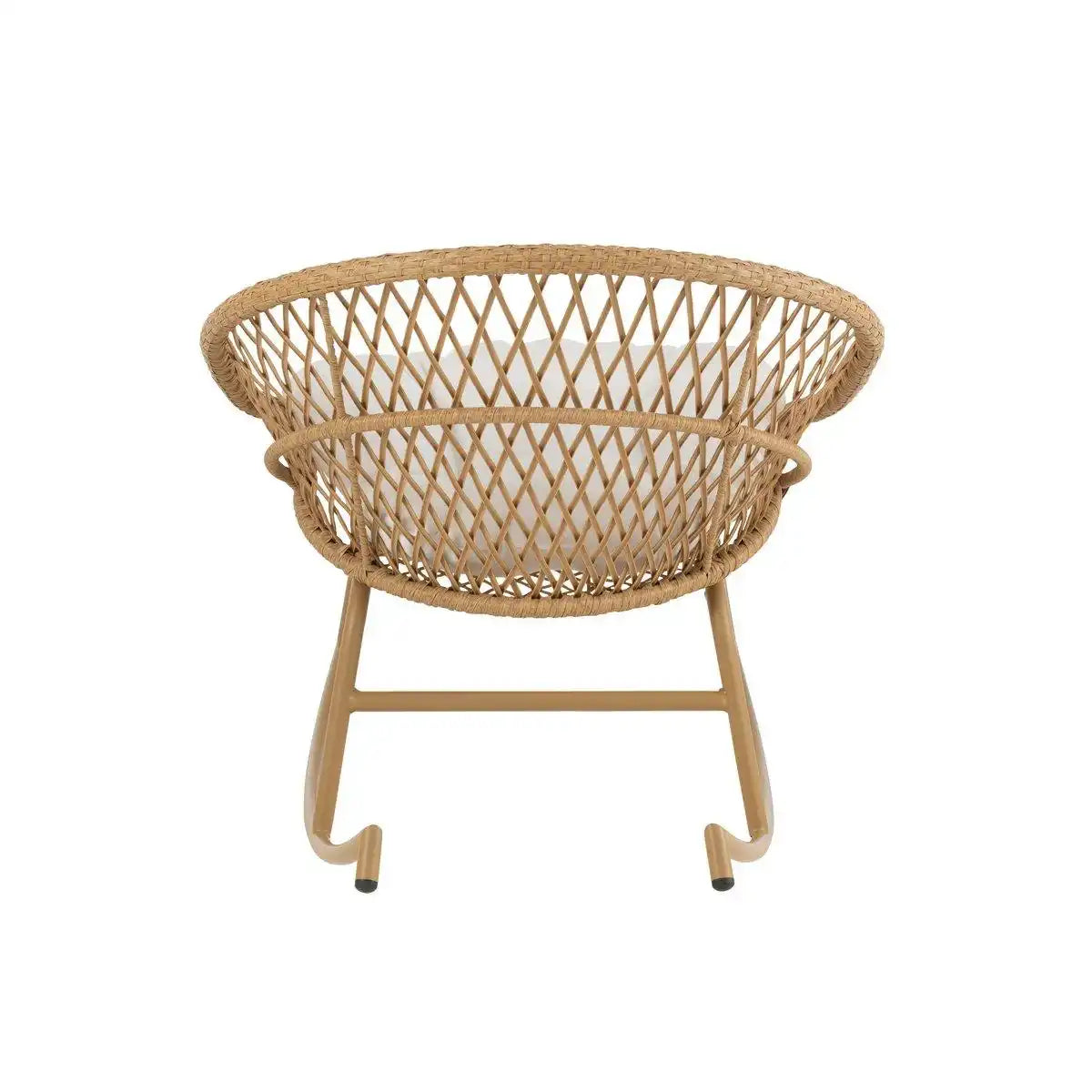 J-Line Schaukelstuhl + Kissen Zayo – Metall/Korb – Beige - HomeDesign Knaus