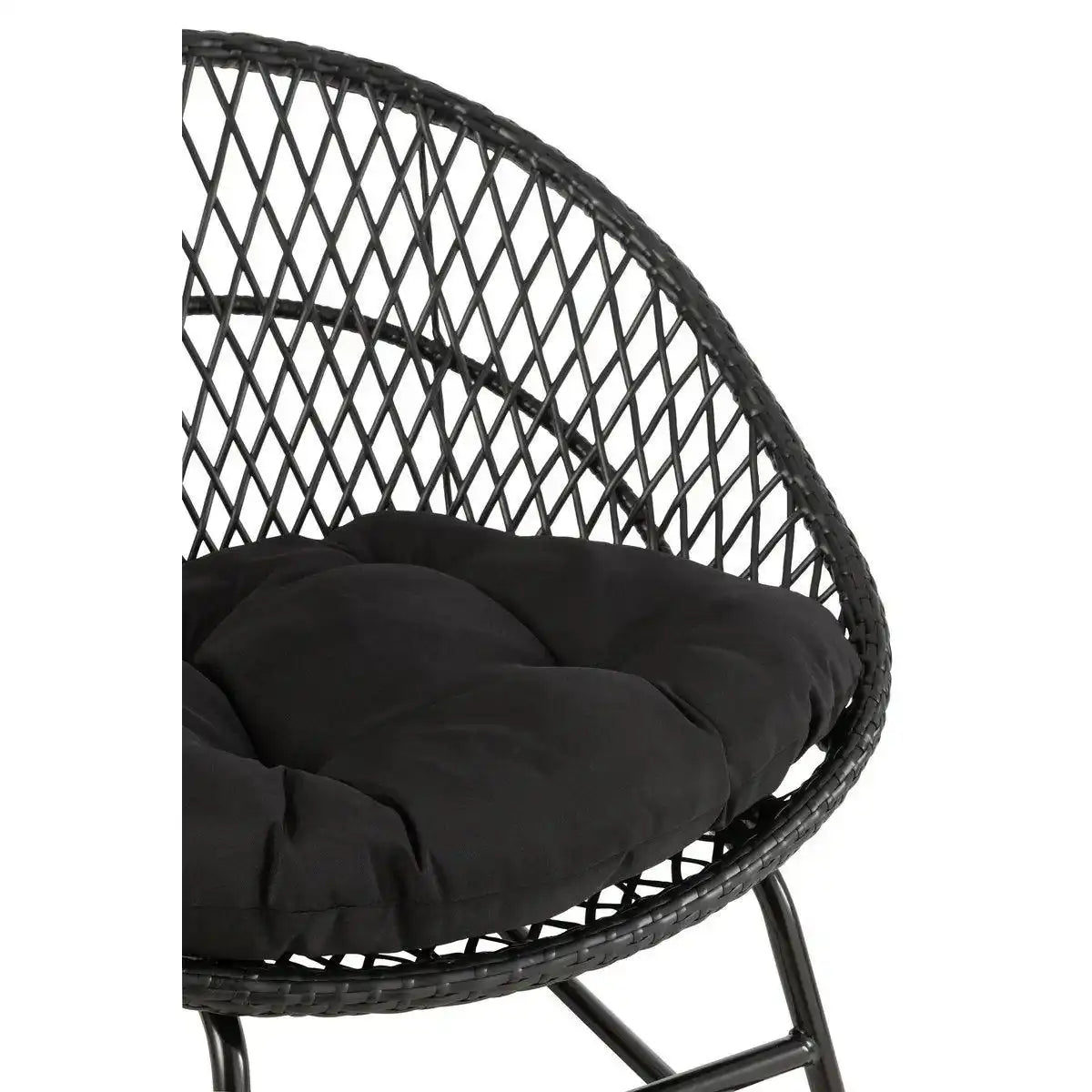 J-Line Schaukelstuhl + Kissen Zayo – Metall/Korb – Schwarz - HomeDesign Knaus