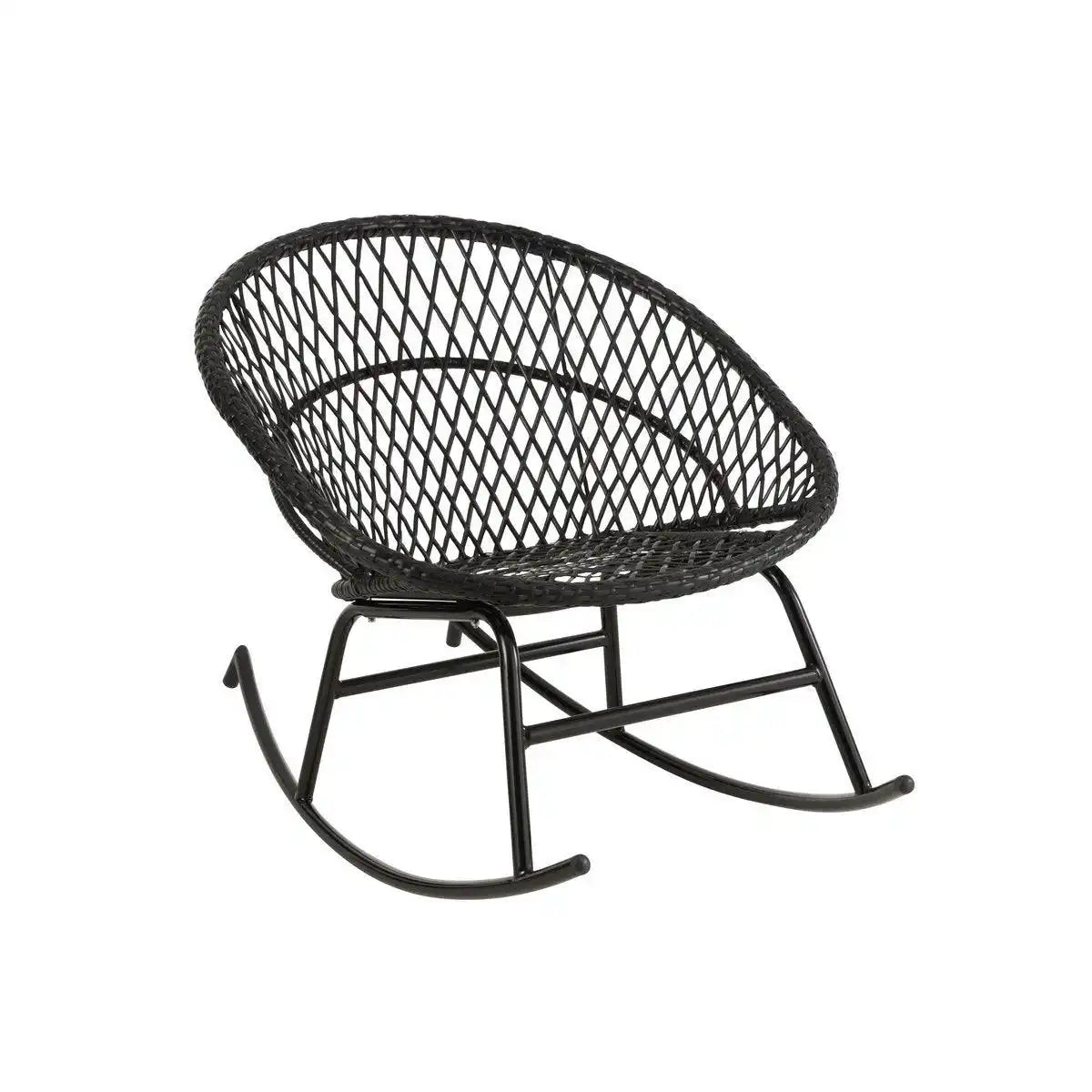J-Line Schaukelstuhl + Kissen Zayo – Metall/Korb – Schwarz - HomeDesign Knaus