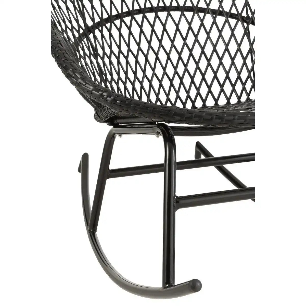 J-Line Schaukelstuhl + Kissen Zayo – Metall/Korb – Schwarz - HomeDesign Knaus