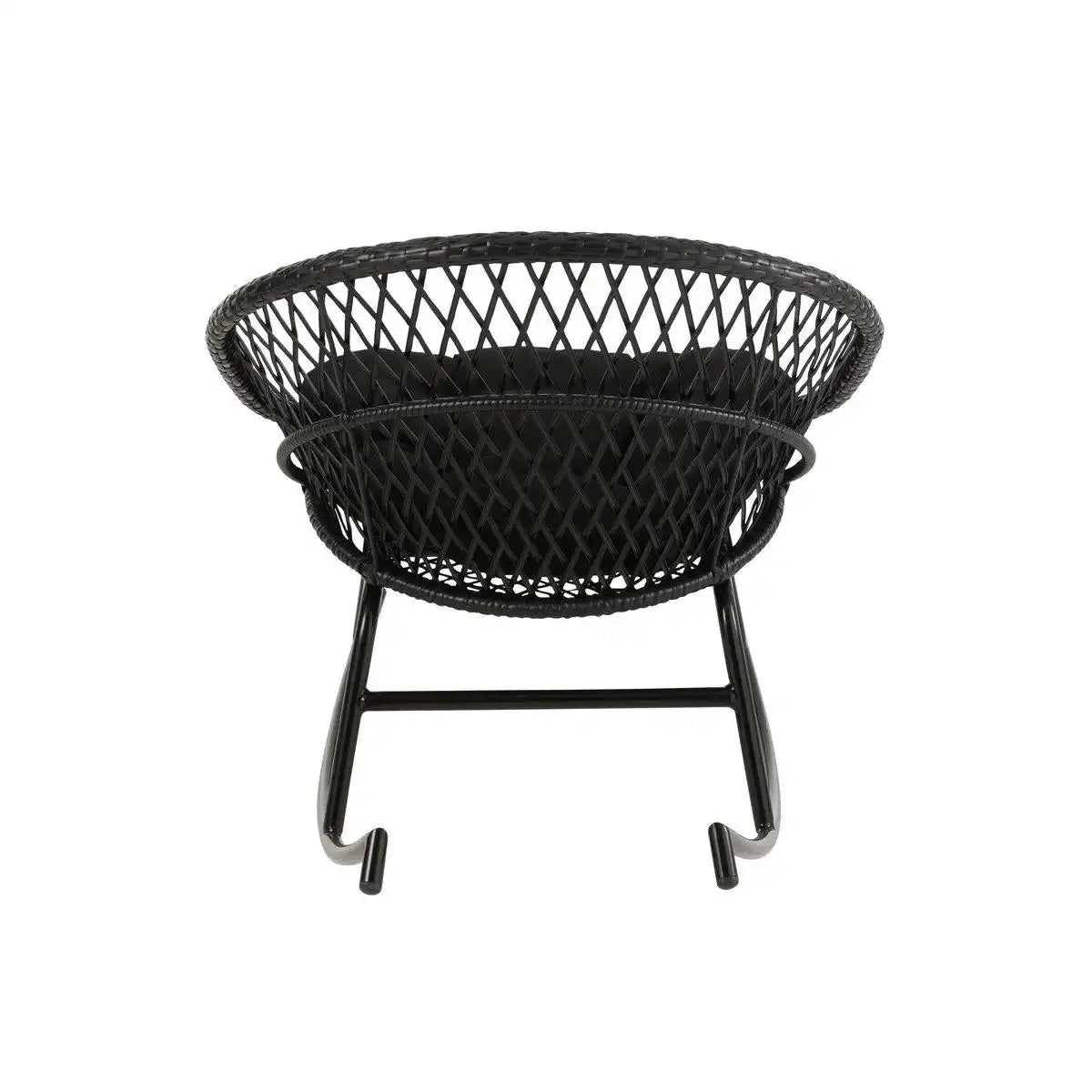 J-Line Schaukelstuhl + Kissen Zayo – Metall/Korb – Schwarz - HomeDesign Knaus