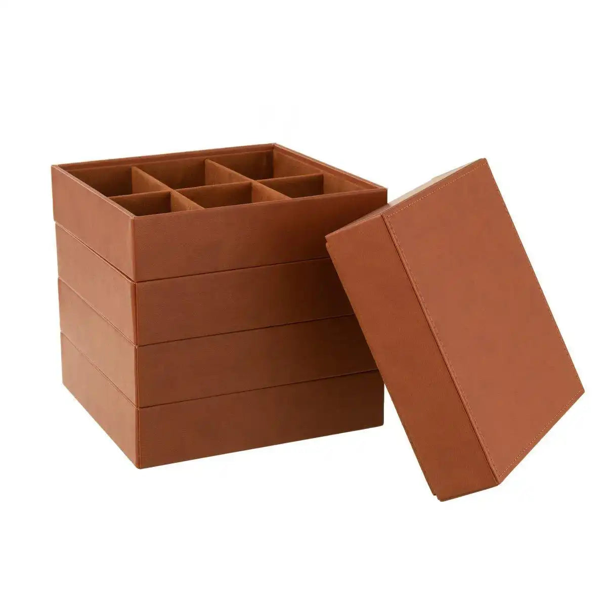 J-Line Schmuckkästchen 4 Stück Kunstleder Cognac - HomeDesign Knaus