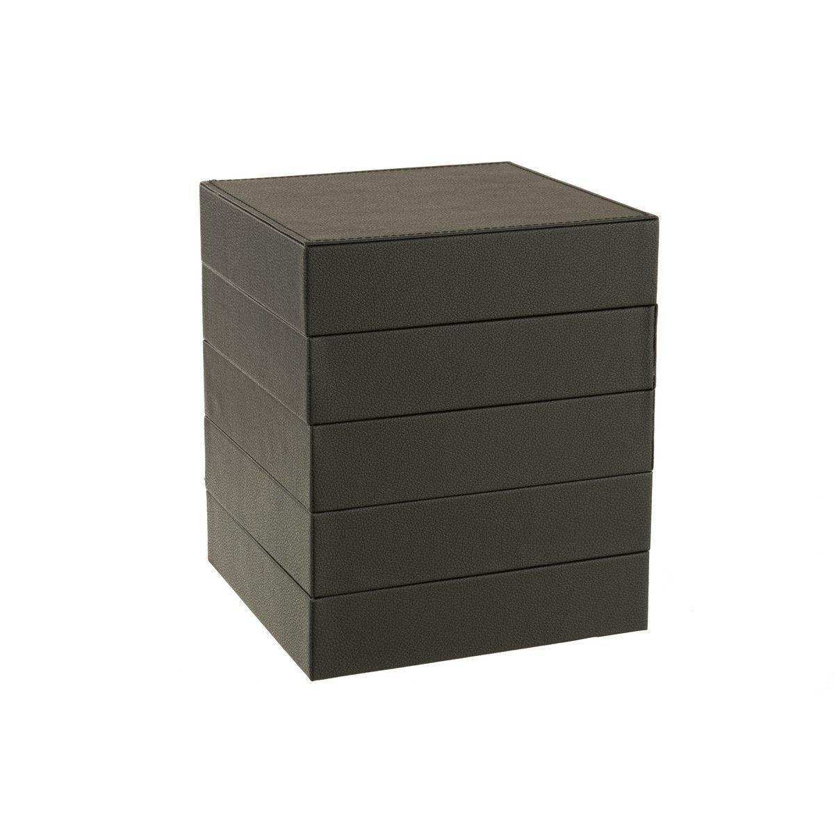 J-Line Schmuckkästchen 4 Teile Kunstleder Schwarz - HomeDesign Knaus