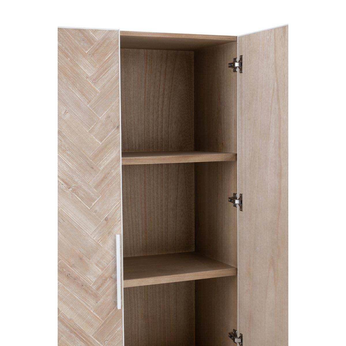 J-Line Schrank Hoch 2 Türen Zickzack – Holz/Metall – Natur/Weiß - HomeDesign Knaus