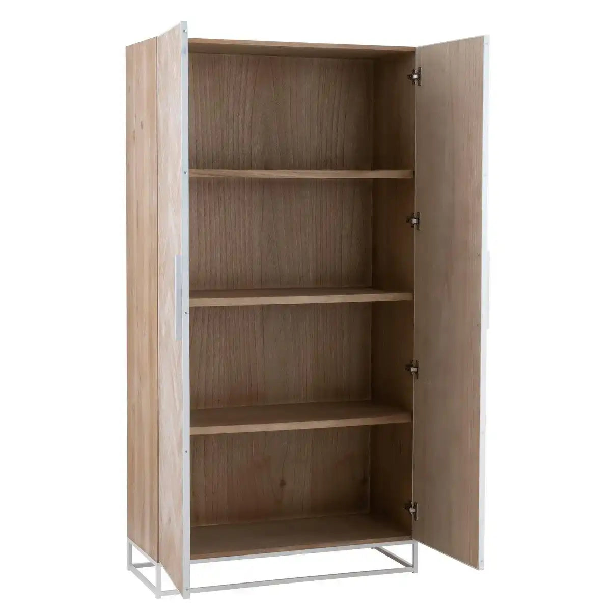 J-Line Schrank Hoch 2 Türen Zickzack – Holz/Metall – Natur/Weiß - HomeDesign Knaus