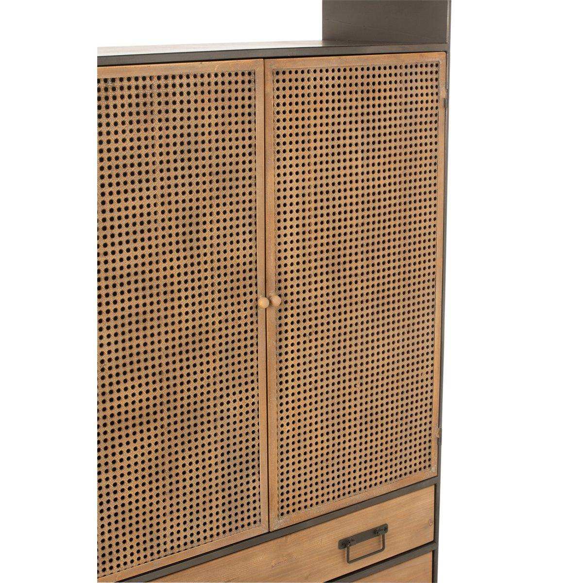 J-Line Schrank Hochschrank - 3 Schubladen - Holz/Metall - Natur/Schwarz - HomeDesign Knaus