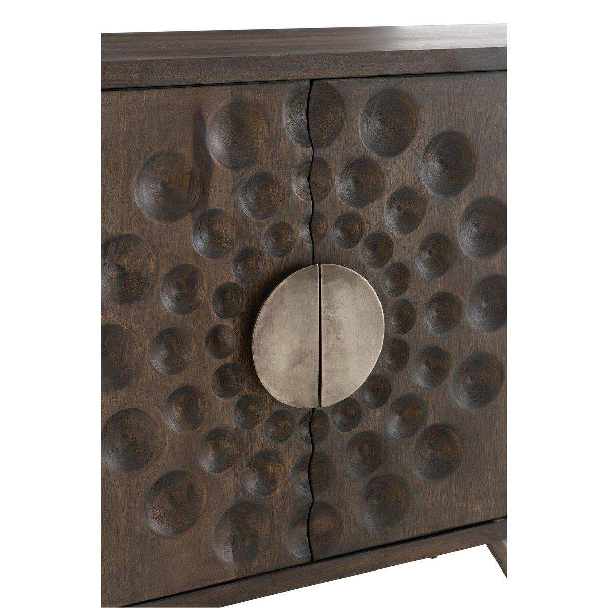 J-line Schrank Low Ethnic 2 Türen + 6 Schubladen – Holz – Braun - HomeDesign Knaus