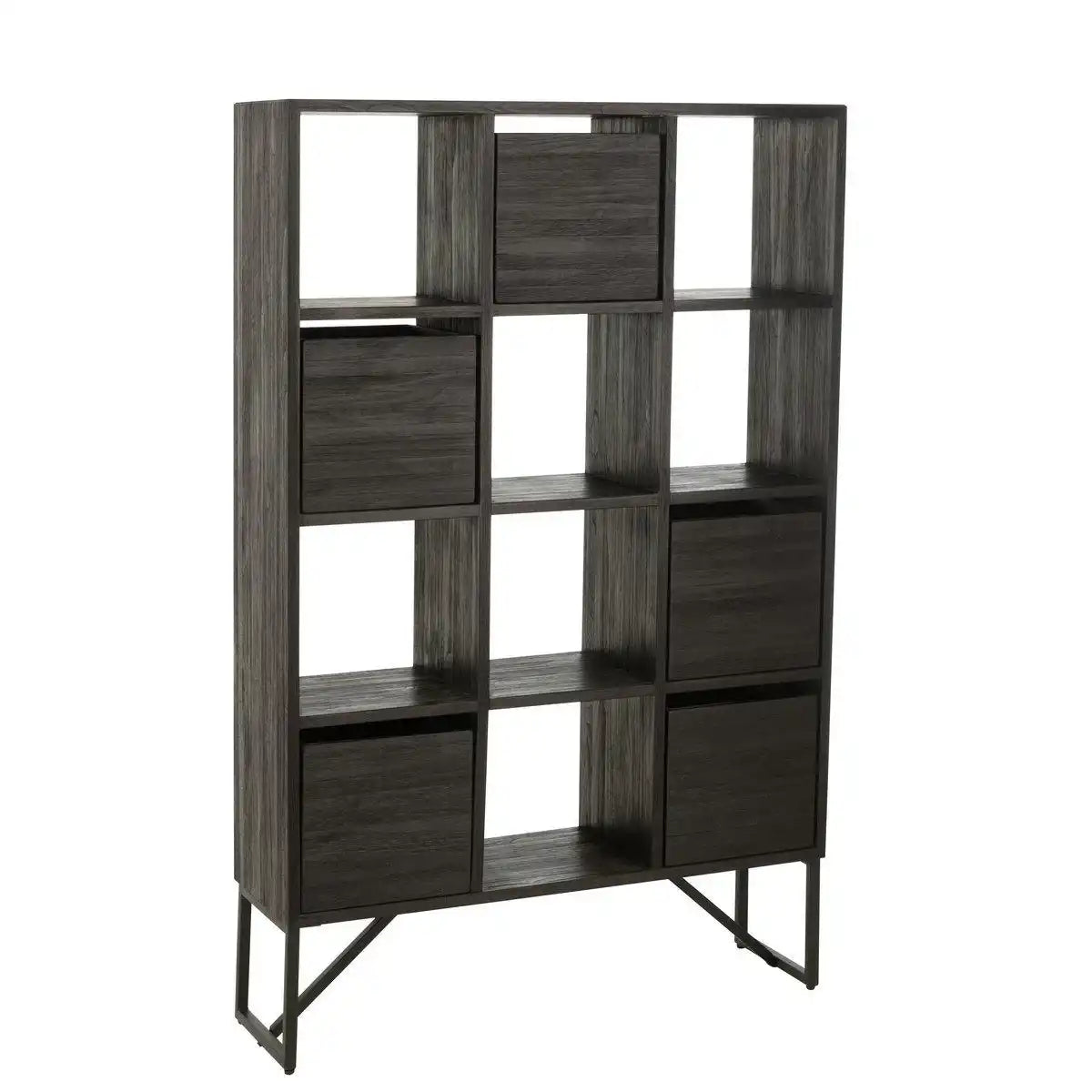 J-Line Schrank mit Schubladen – recyceltes Holz – Schwarz - HomeDesign Knaus