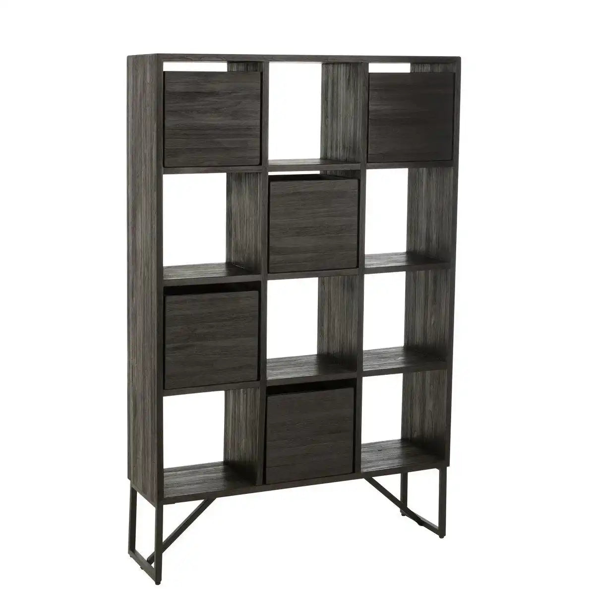 J-Line Schrank mit Schubladen – recyceltes Holz – Schwarz - HomeDesign Knaus