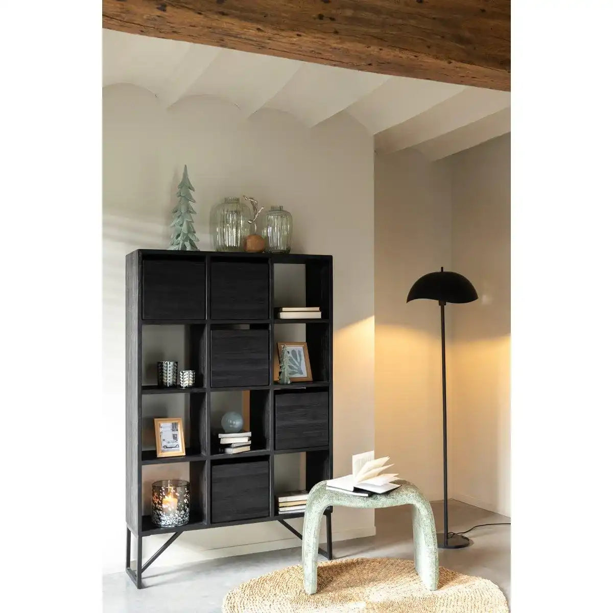 J-Line Schrank mit Schubladen – recyceltes Holz – Schwarz - HomeDesign Knaus