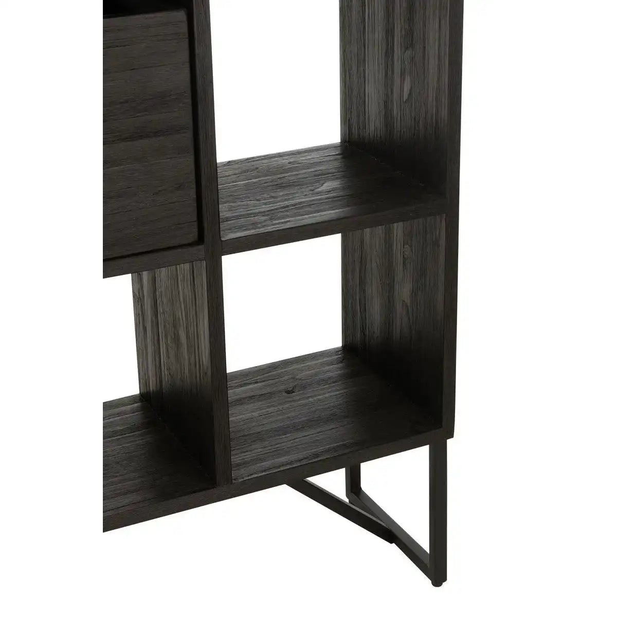 J-Line Schrank mit Schubladen – recyceltes Holz – Schwarz - HomeDesign Knaus