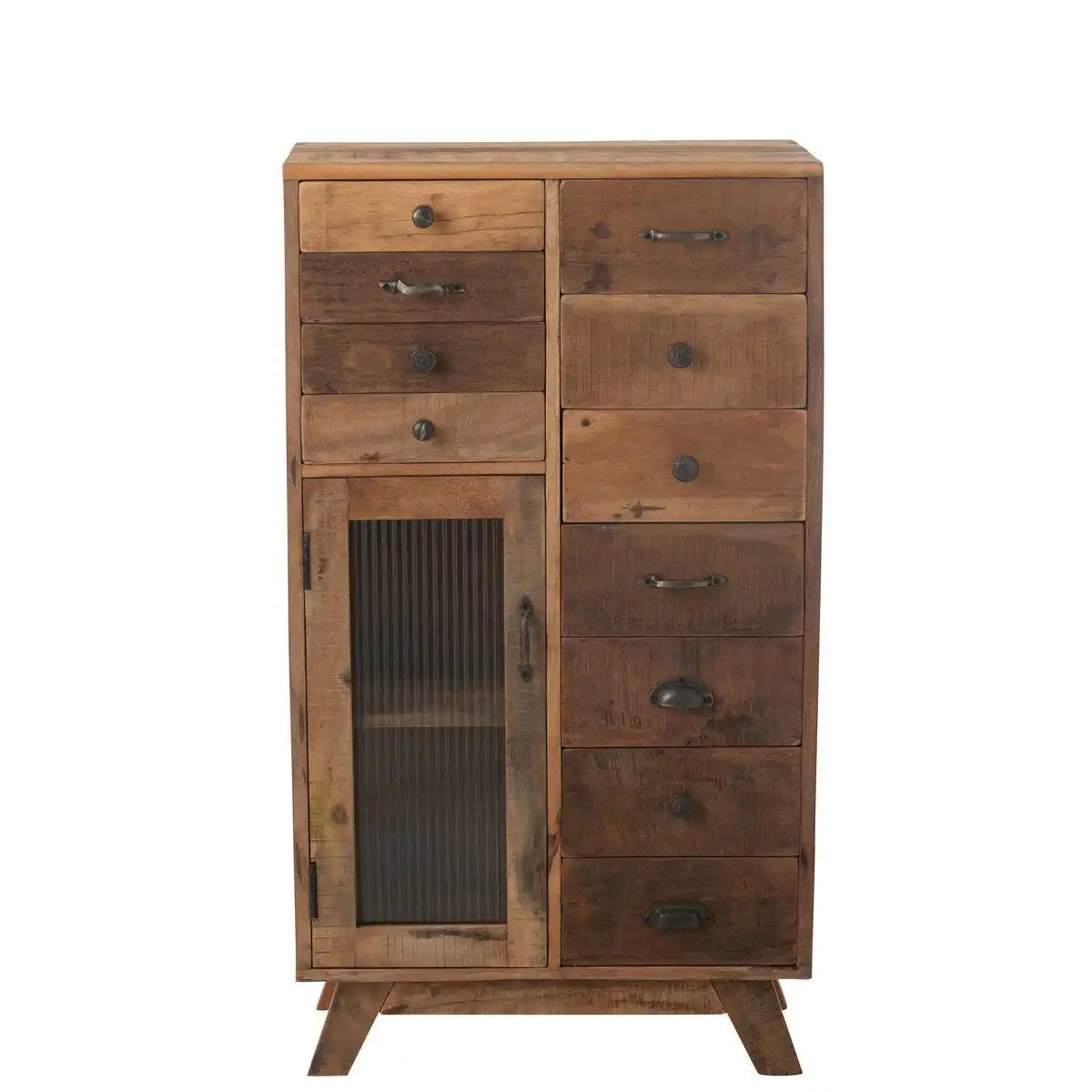 J-Line Schrank Retro recyceltes Holz/Glas Natur - HomeDesign Knaus