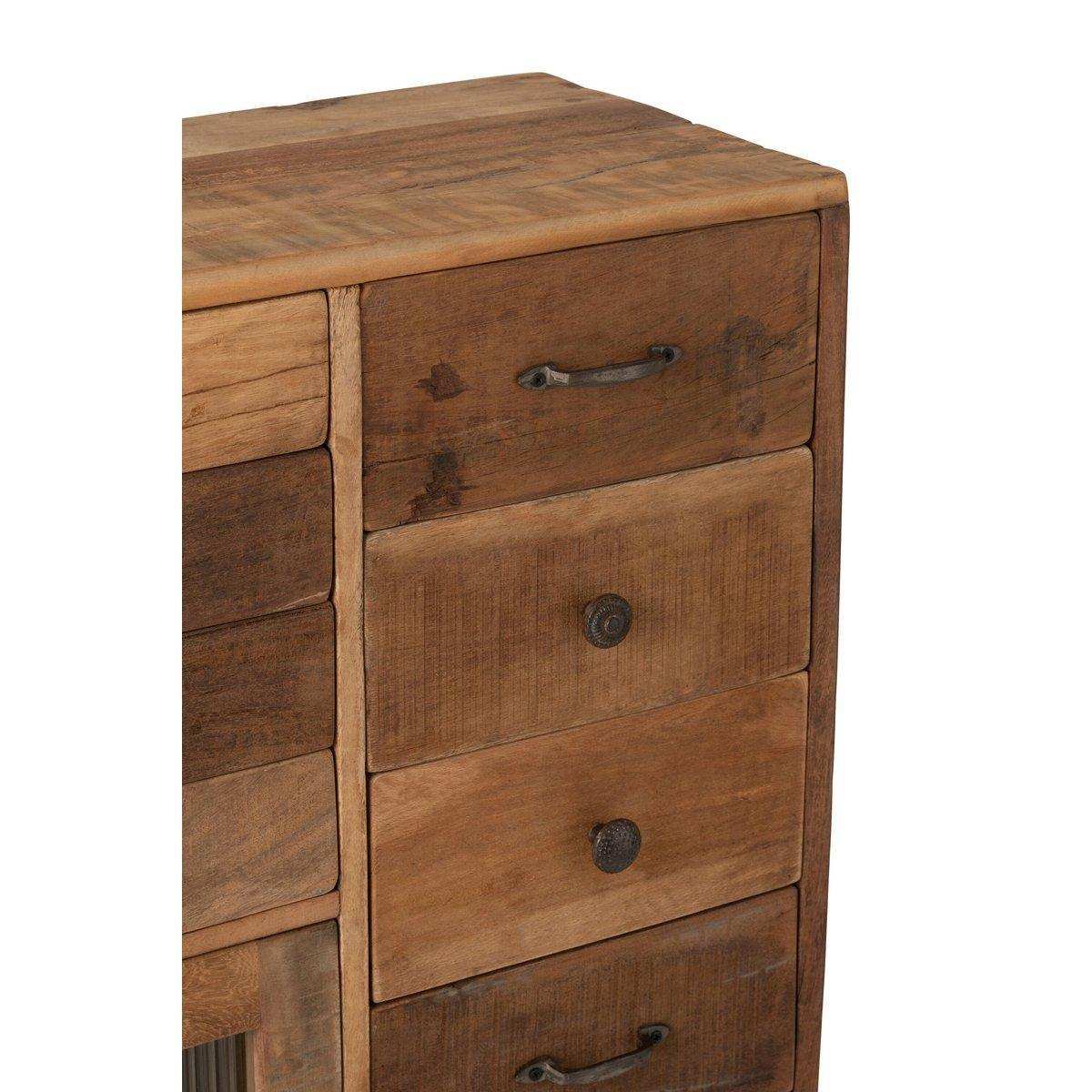 J-Line Schrank Retro recyceltes Holz/Glas Natur - HomeDesign Knaus