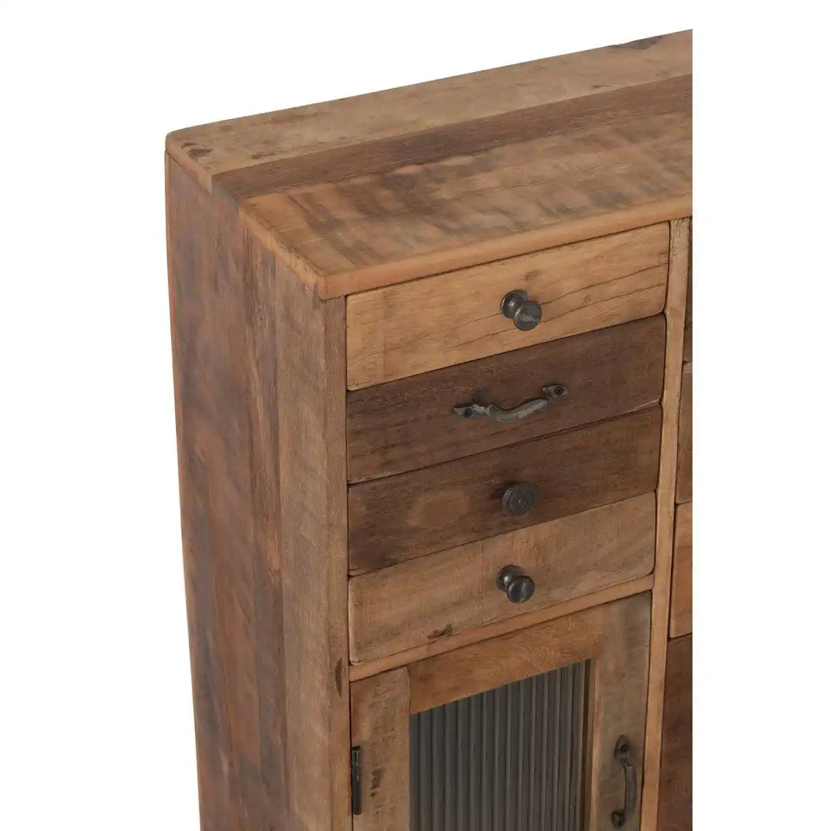J-Line Schrank Retro recyceltes Holz/Glas Natur - HomeDesign Knaus