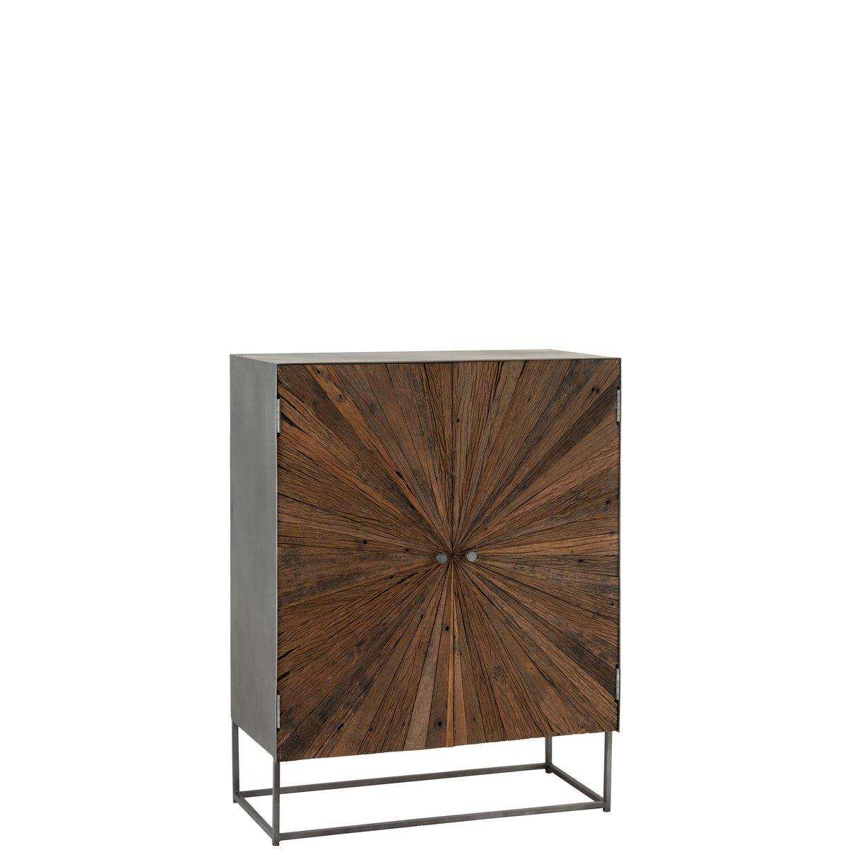 J-Line Schrank Shanil 2 Türen Holz/Eisen Natur/Grau - HomeDesign Knaus