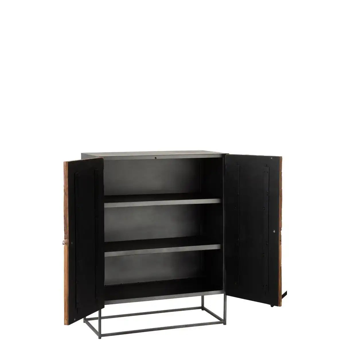 J-Line Schrank Shanil 2 Türen Holz/Eisen Natur/Grau - HomeDesign Knaus