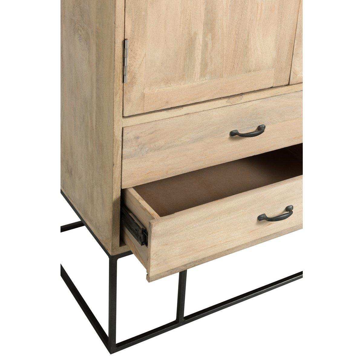 J-Line Schrank Woven – 3 Türen + 4 Schubladen – Holz – Natur - HomeDesign Knaus