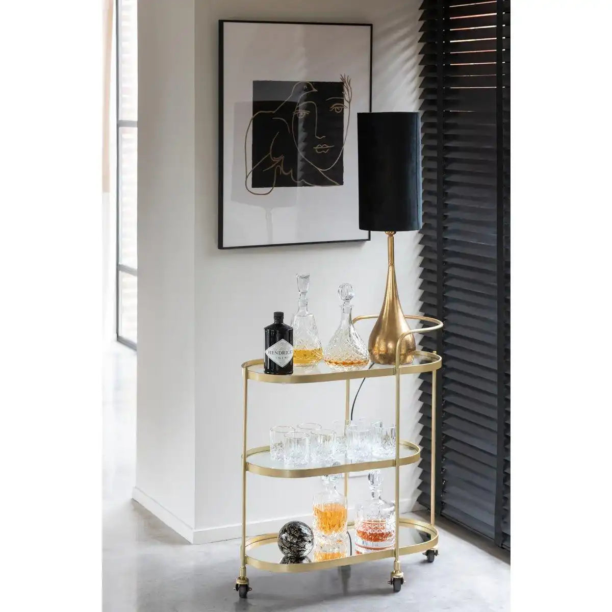 J-Line Servicewagen Ovales Metall/Spiegelgold - HomeDesign Knaus