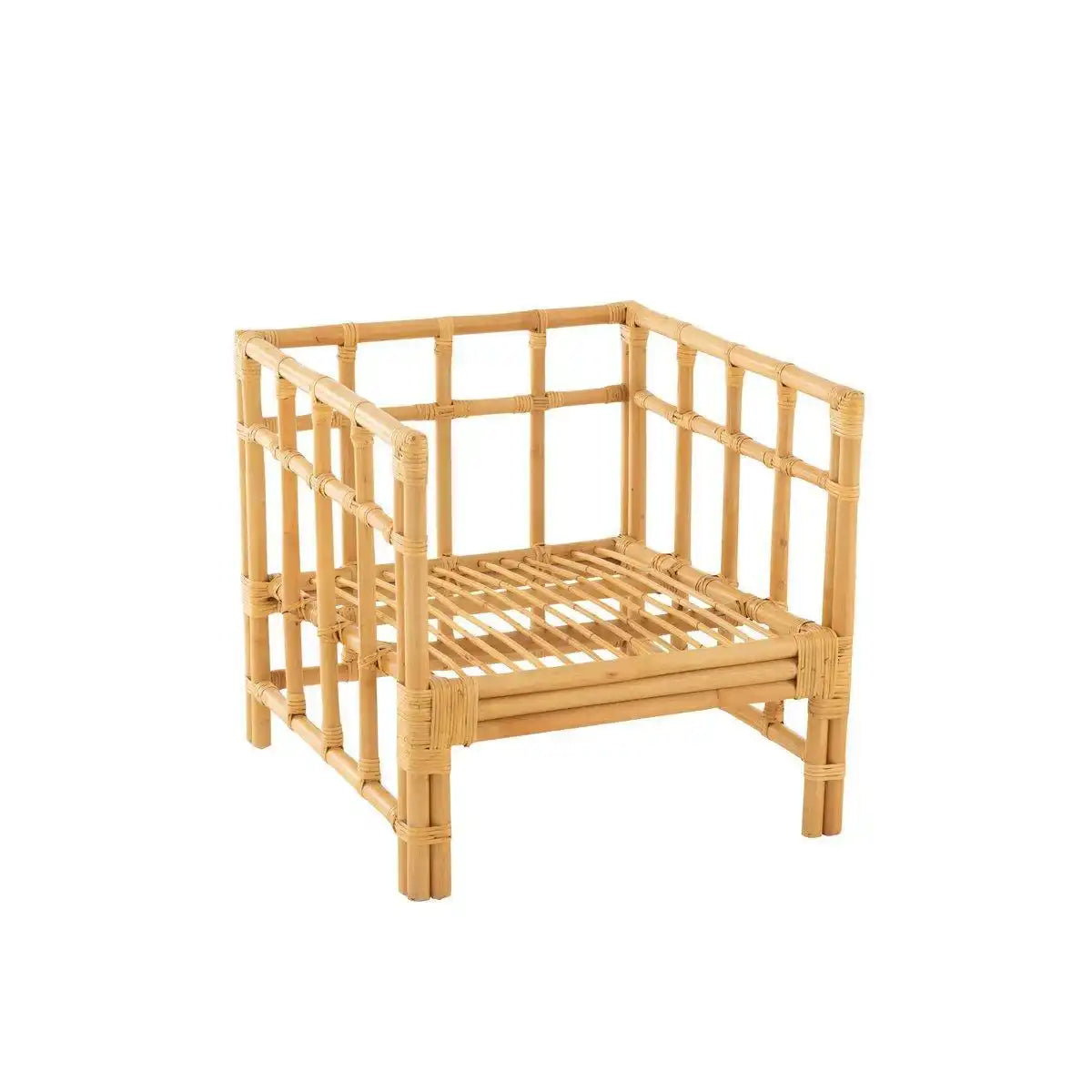 J-Line Sessel Elise + Kissen – Rattan/Textil – Natur/Weiß - HomeDesign Knaus