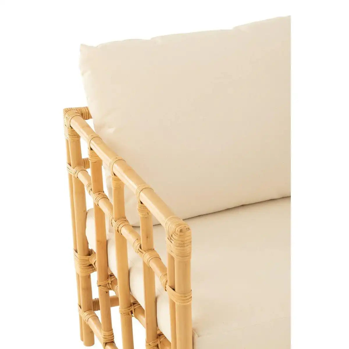 J-Line Sessel Elise + Kissen – Rattan/Textil – Natur/Weiß - HomeDesign Knaus