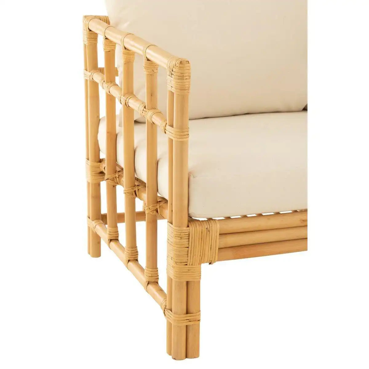 J-Line Sessel Elise + Kissen – Rattan/Textil – Natur/Weiß - HomeDesign Knaus