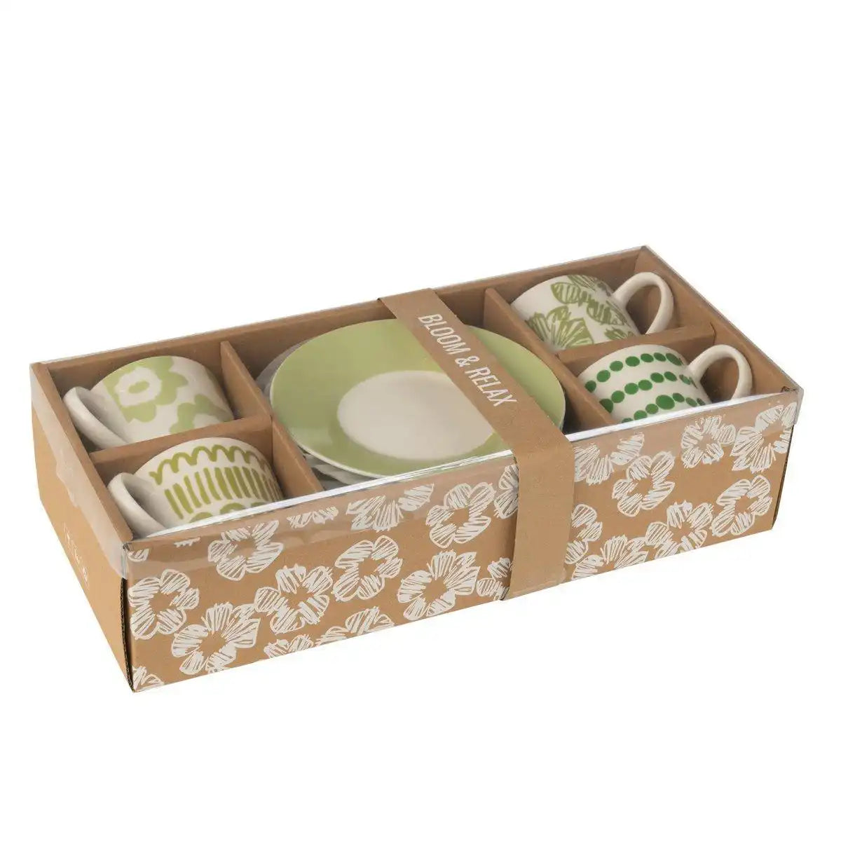 J-Line Set 4 Beutel + Geschirrbox, Keramik, Grün, groß - HomeDesign Knaus