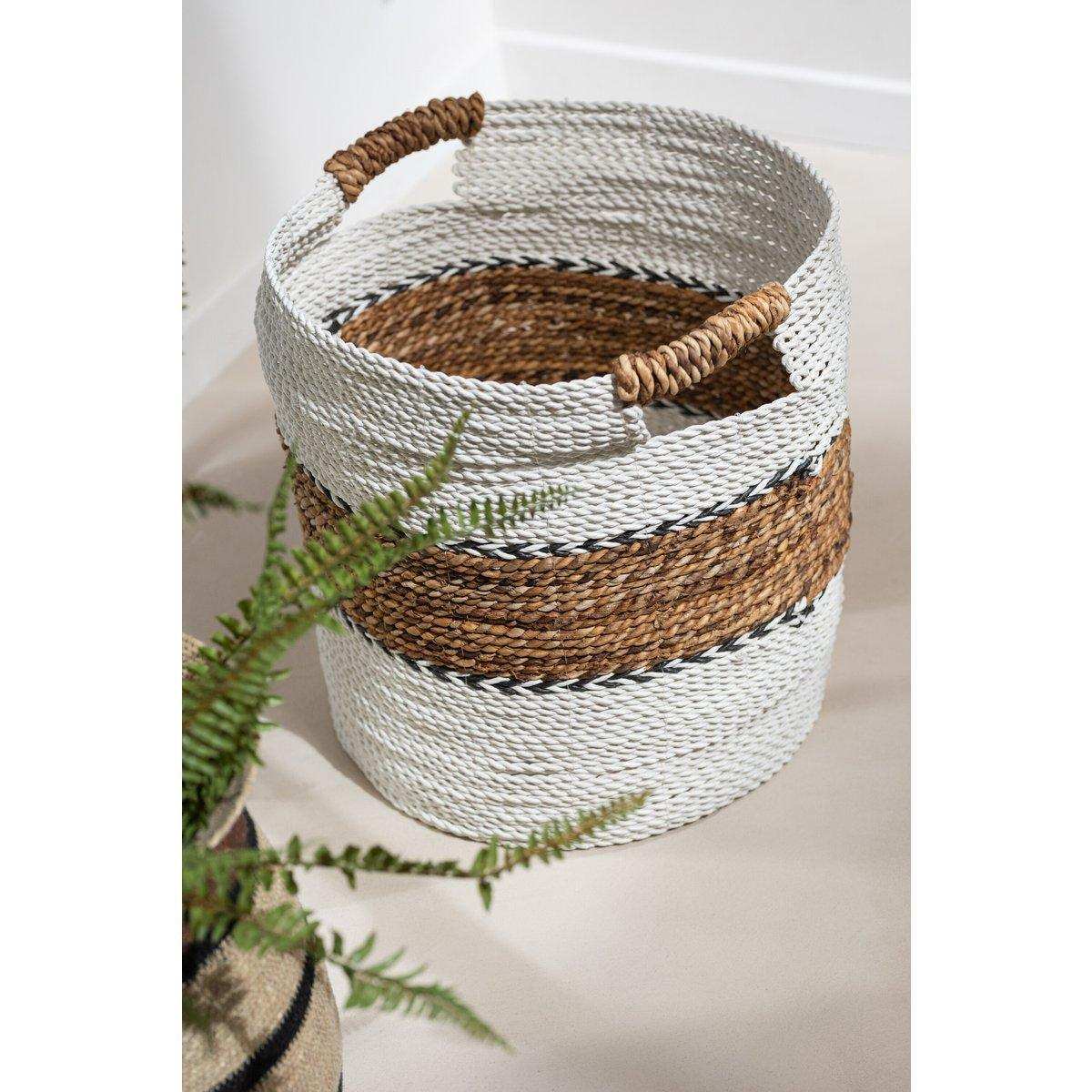 J-Line Set aus drei Körben Laura Bast Weiß/Natur - HomeDesign Knaus