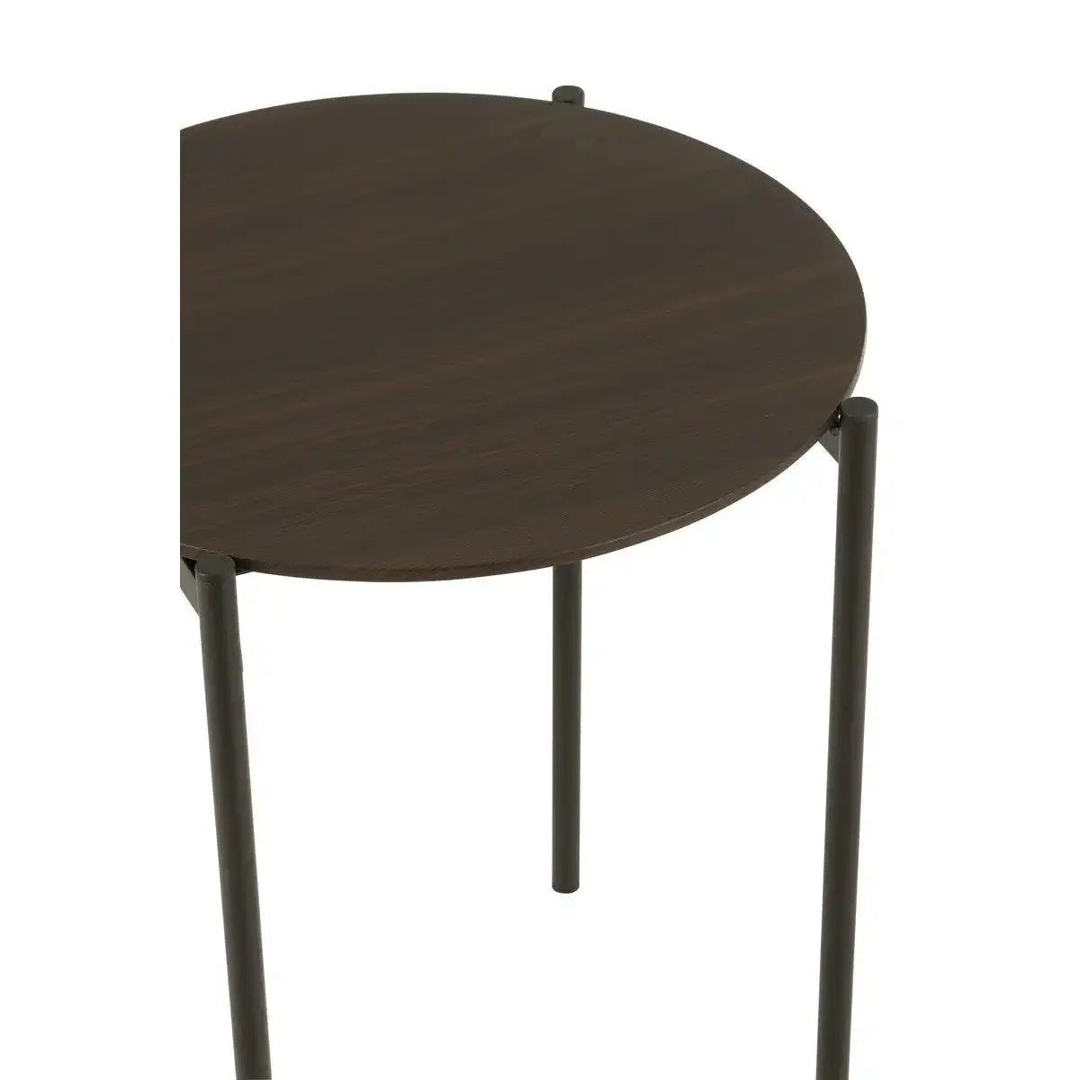 J-Line Set aus zwei Beistelltischen, rund, MDF/Metall, dunkelbraun - HomeDesign Knaus