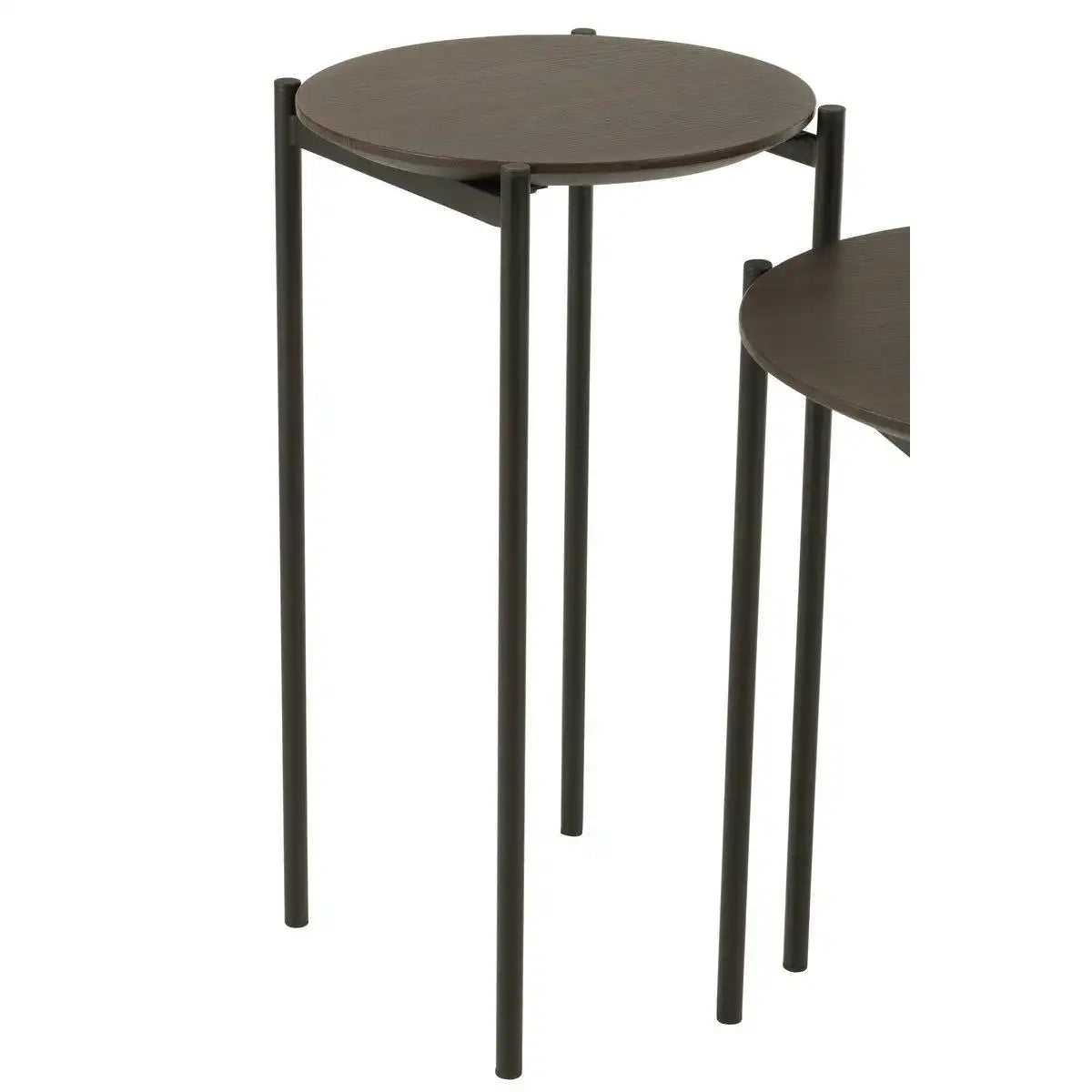 J-Line Set aus zwei Beistelltischen, rund, MDF/Metall, dunkelbraun - HomeDesign Knaus