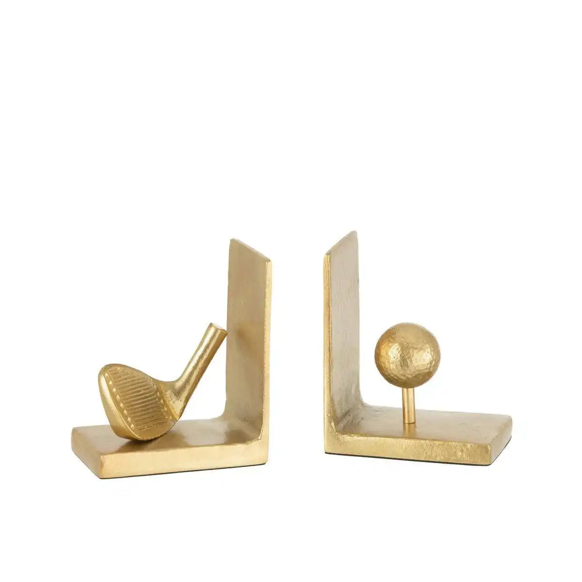 J-Line Set aus zwei Buchstützen Golf Aluminium Gold - HomeDesign Knaus