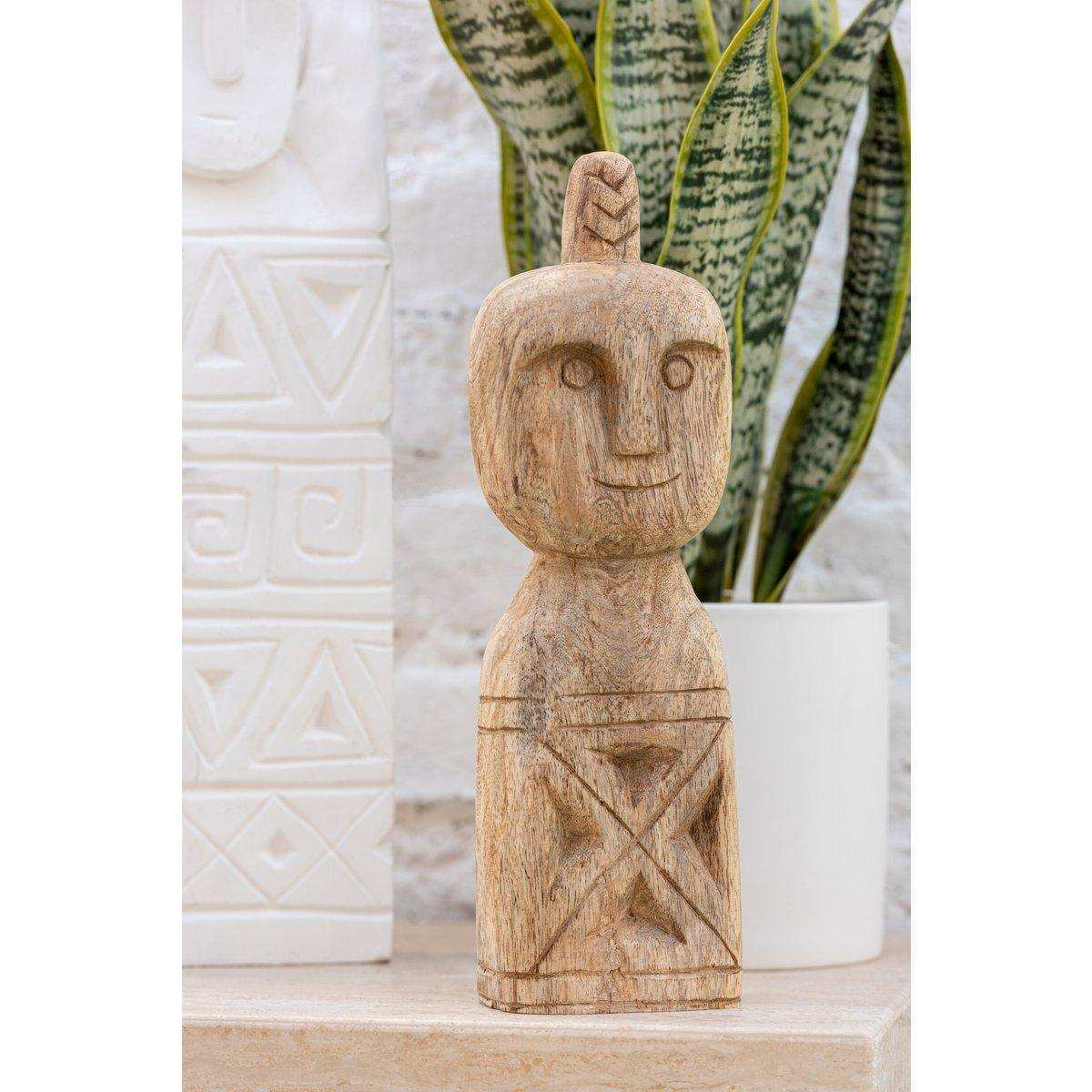 J-Line Set mit 2 afrikanischen geschnitzten Figuren aus Holz, natürlich - HomeDesign Knaus