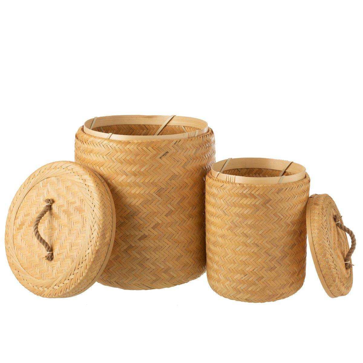 J-Line Set mit 2 Aufbewahrungskörben Rund – Bambus – Natur - HomeDesign Knaus