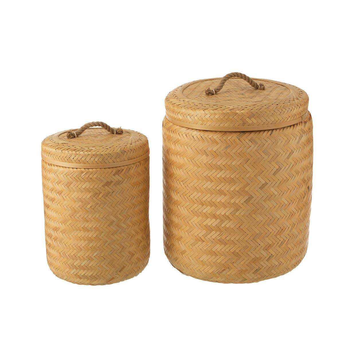 J-Line Set mit 2 Aufbewahrungskörben Rund – Bambus – Natur - HomeDesign Knaus