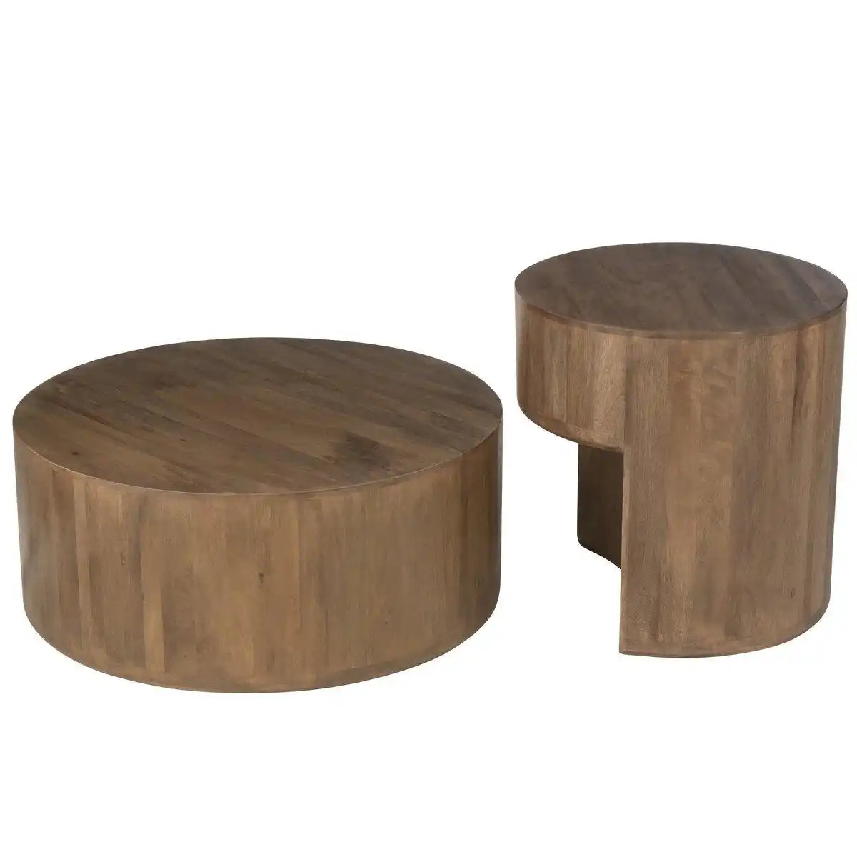 J-Line Set mit 2 Beistelltischen Toge Mangoholz Braun - HomeDesign Knaus